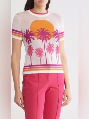 Trina Turk Mirage Sunset Crew Neck Top Size XXL Colorful